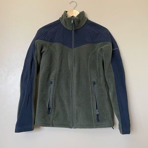 {Columbia} Moss and Navy Colorblock Fleece Jacket